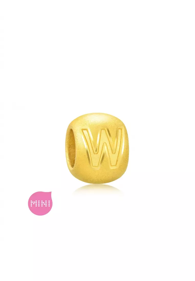 Charme 999 24K Gold Letter W Alphabet Charm 92726C (Bracelet not included)