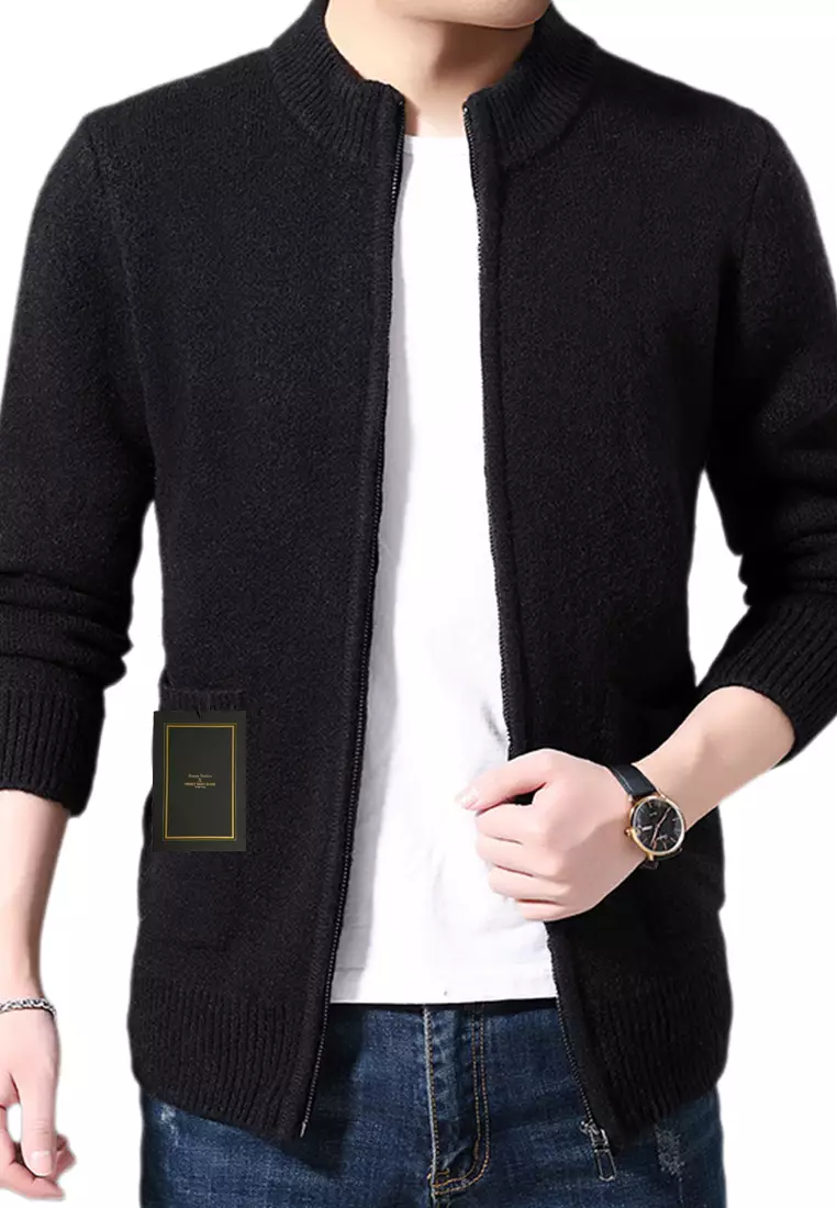 Mens black new arrivals wool cardigan