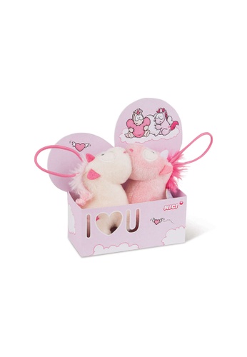 NICI white and pink Nici - Couple Keyholder Theodor & Pink Harmony 9cm Each, In Gift Box 6E4E6TH81ABE14GS_1