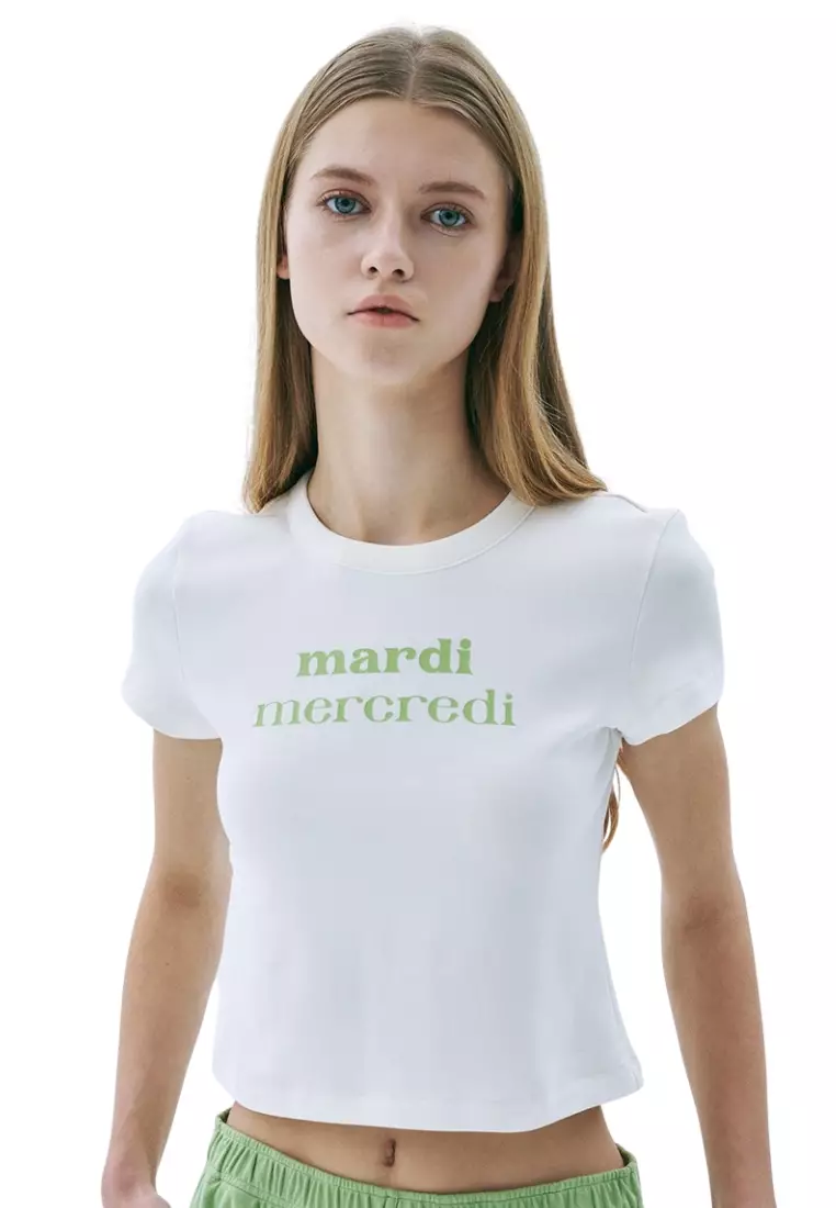 Jual Mardi Mercredi Cropped Fitted Tshirt Double Logo