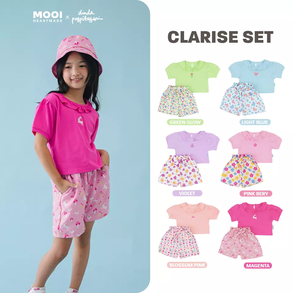 Mooi X Dinda Puspitasari Setelan Anak Perempuan Clarisse Set - Magenta