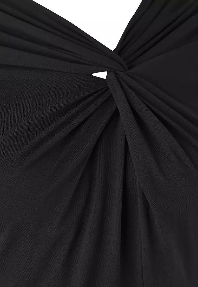 Plus Size Knot Detailed Jersey Knit Dress