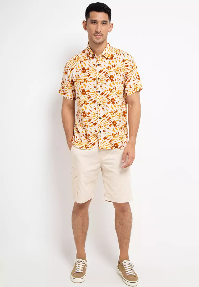 Nade Japan NTA03 Kemeja Pria Kasual Motif Tie Dye C1 Orange