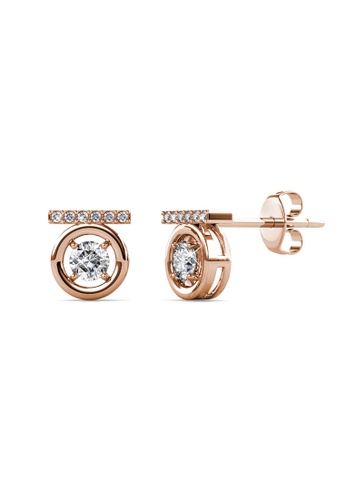 Her Jewellery gold Tangent Earrings (Rose Gold) - Made with premium grade crystals from Austria D85A6AC2386BBAGS_1