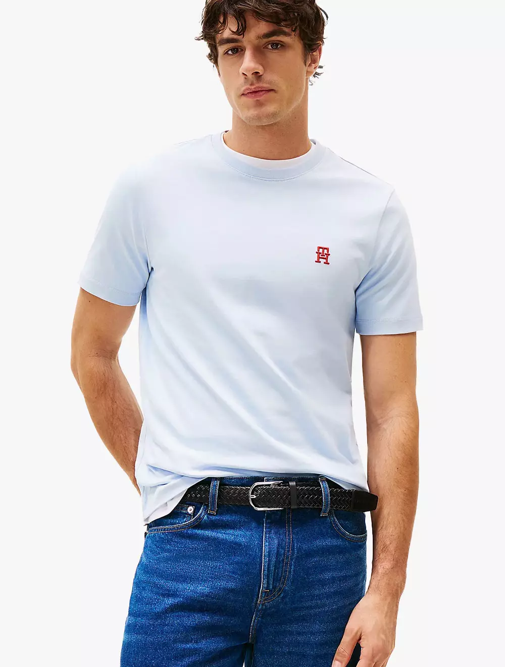 Tommy Hilfiger - Contrast TH Monogram Embroidery T-Shirt - Blue