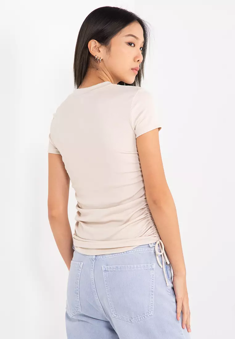 Ruched side t shirt outlet
