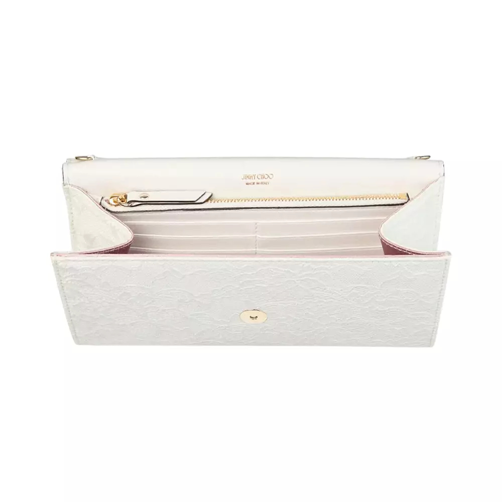 Emmie Lace Chain Linked Clutch Bag Ivory/Light Gold