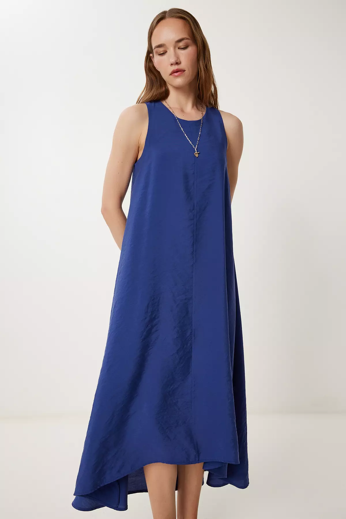 Women's Purple Sleeveless Basic Summer Tencel Dress Wf00150