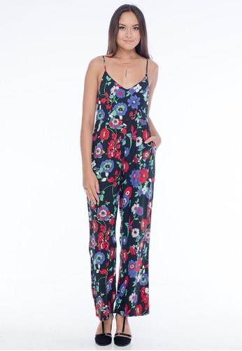 Floral Sleeveless Jumpsuit with Pockets