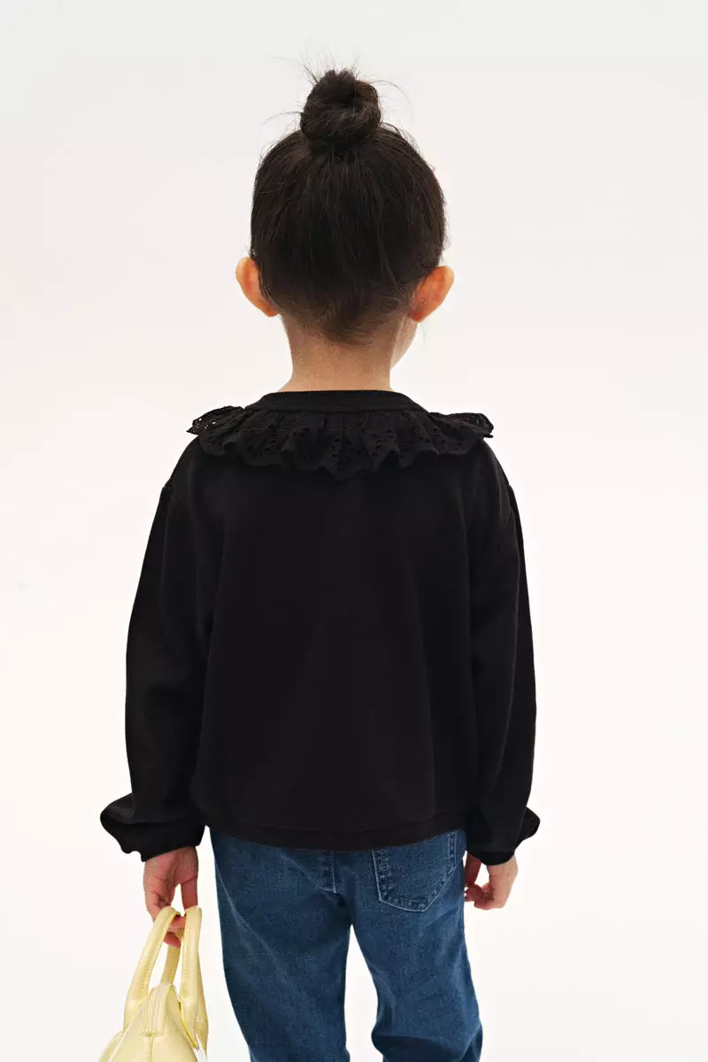 Collared sweatshirt cardigan
