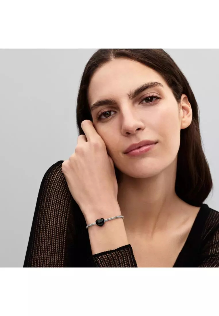 Metallic Black Heart Charm