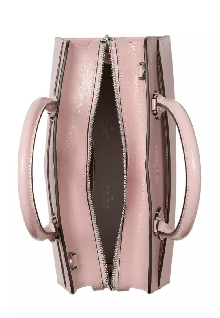 Madison Textured Patent Leather Medium Satchel - Tutu Pink