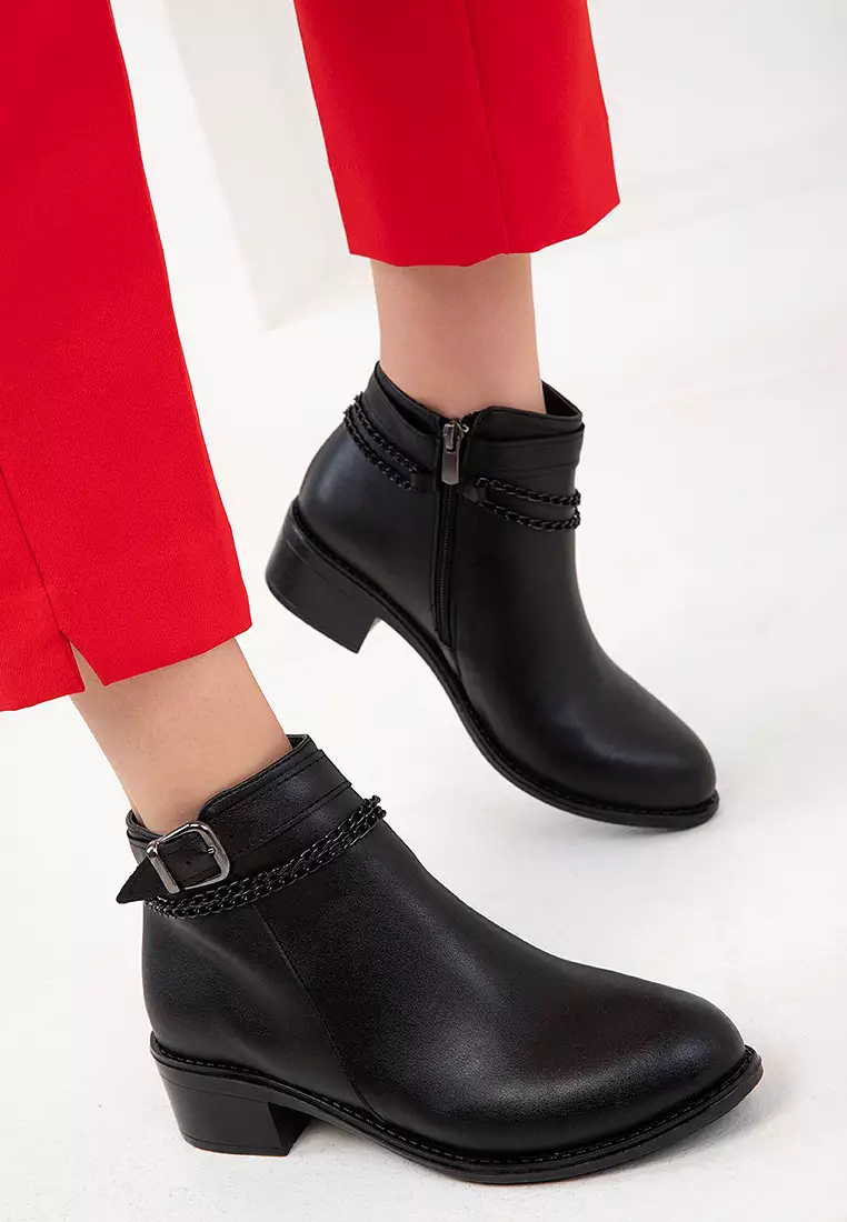 Buy Soho Buckle Strap Low Heeled Ankle Boots 2025 Online ZALORA