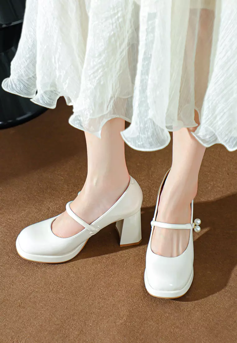 7CM Pearl Strap Mary Jane Shoes BY2465-22
