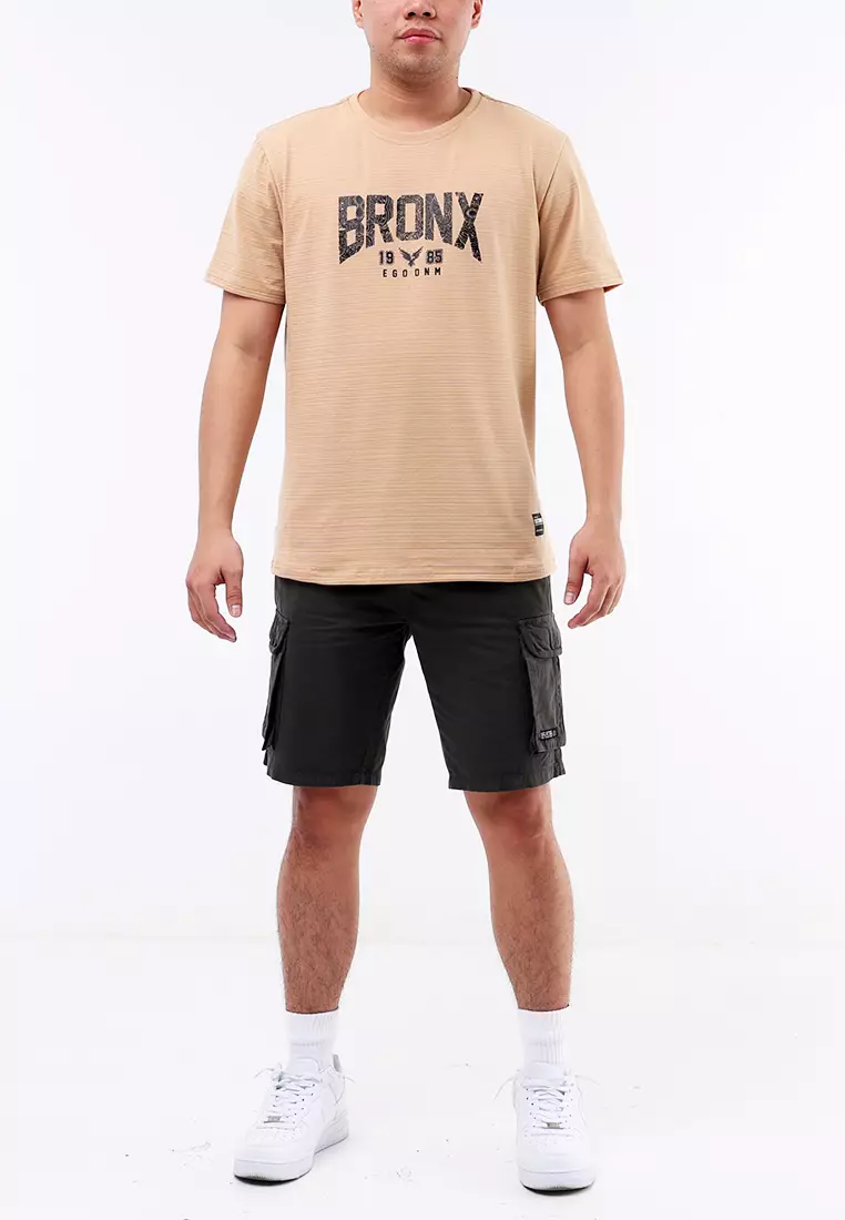 Round Neck Streaky Short Sleeves T-Shirt