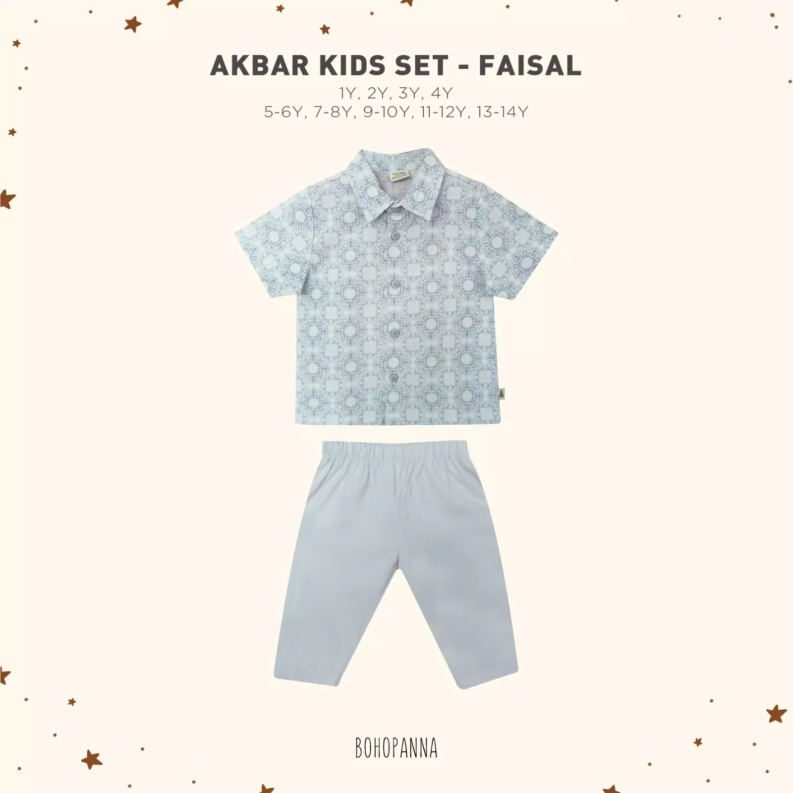BOHOPANNA - RAYA COLLECTION - AKBAR KIDS SET - SETELAN ANAK LAKI LAKI - BAJU KOKO - FAISAL