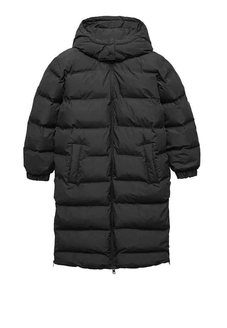 Quilted long discount coat womens
