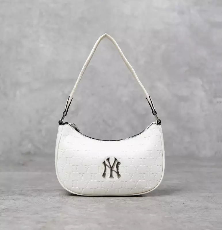 Tas MLB NY SILVER WHITE LEATHER HOBO BAG 100% ORIGINAL