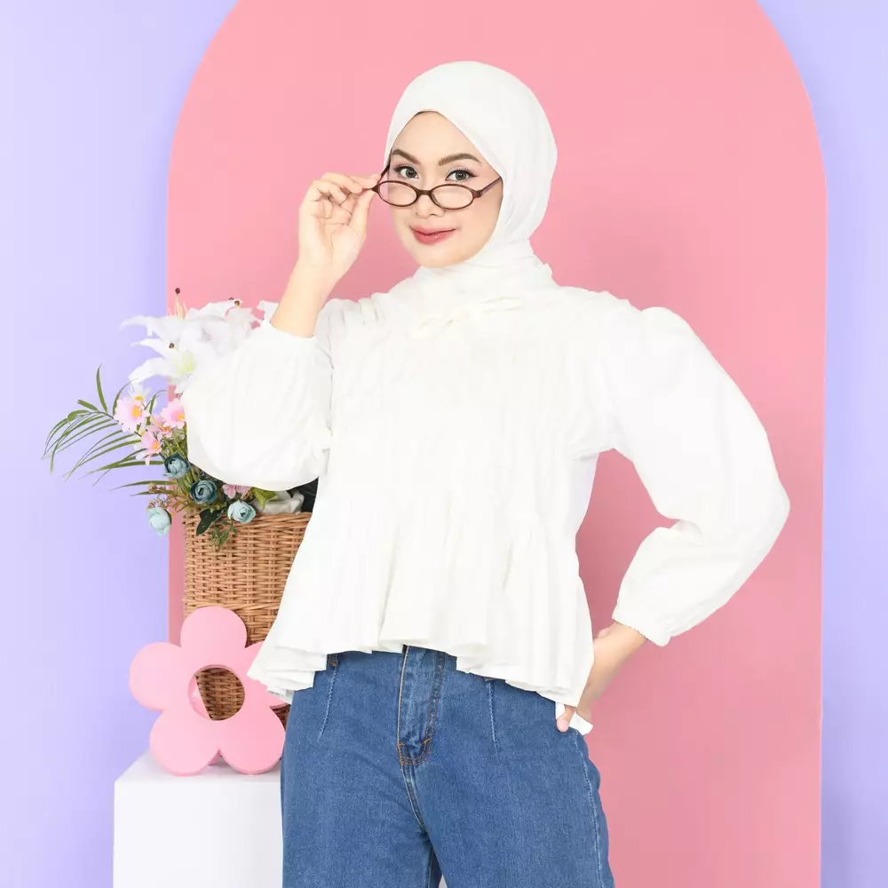 Liora Rubber Blouse - Broken White M19620 R21S4