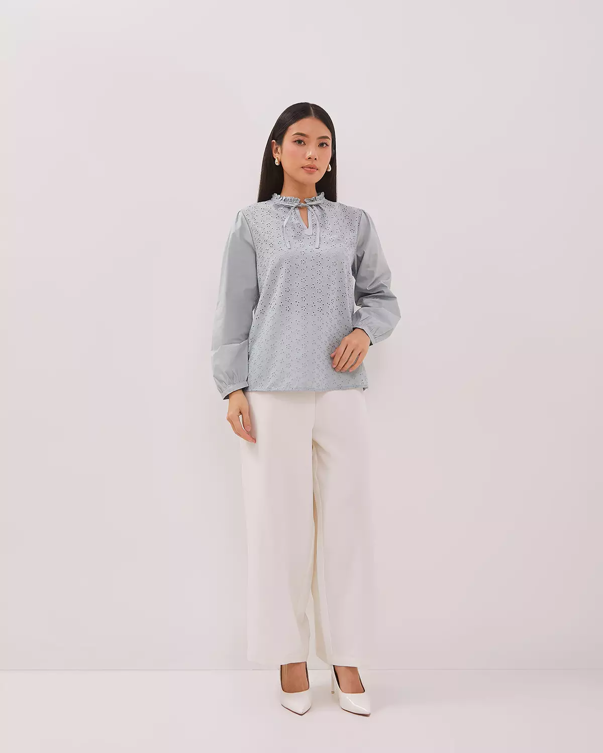 WOMEN'S GREEN LONG SLEEVED BLOUSE