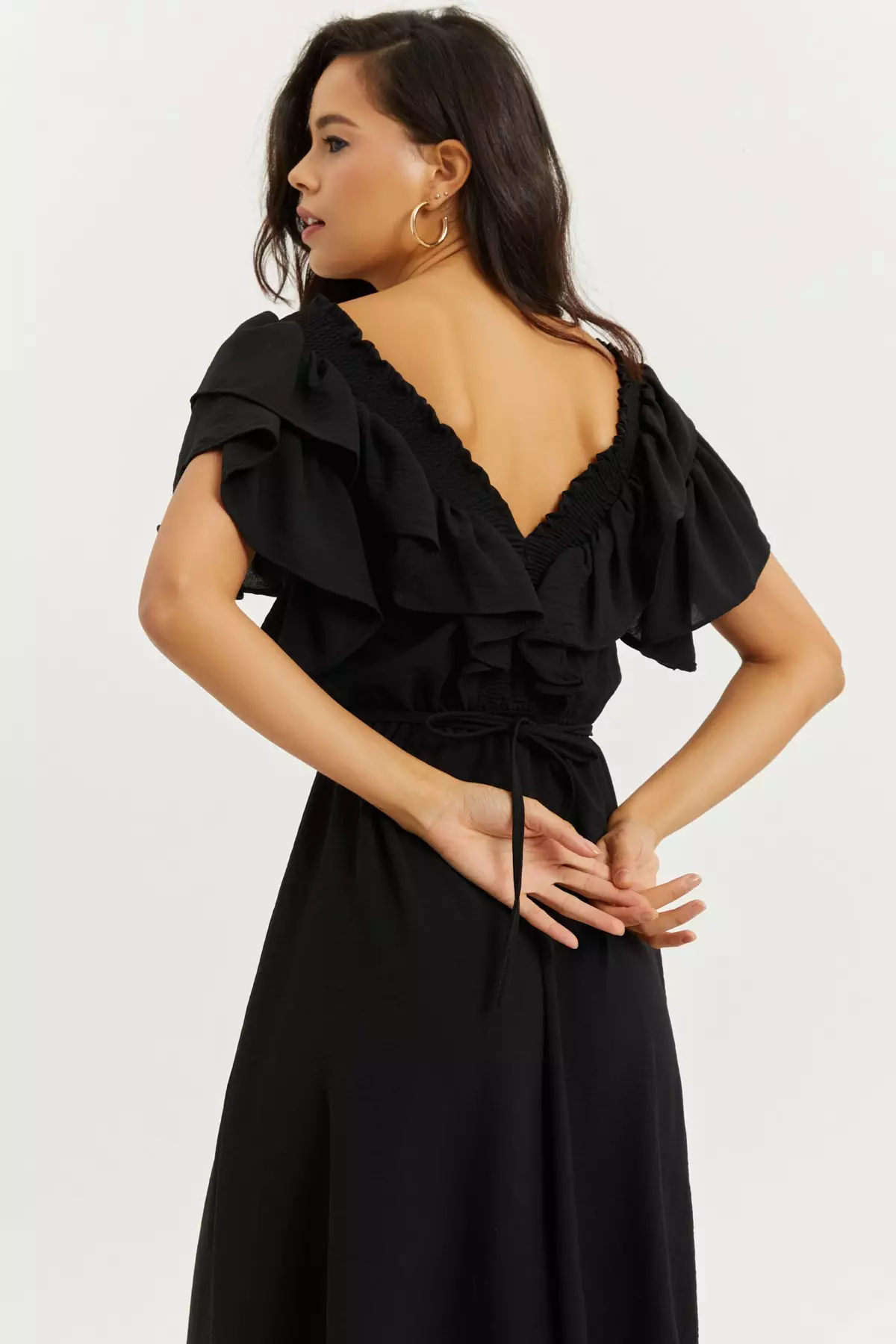 Front Back V Flounce Dress