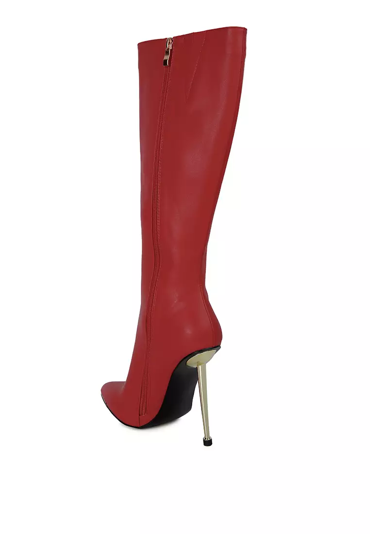 Red boots new arrivals flat heel