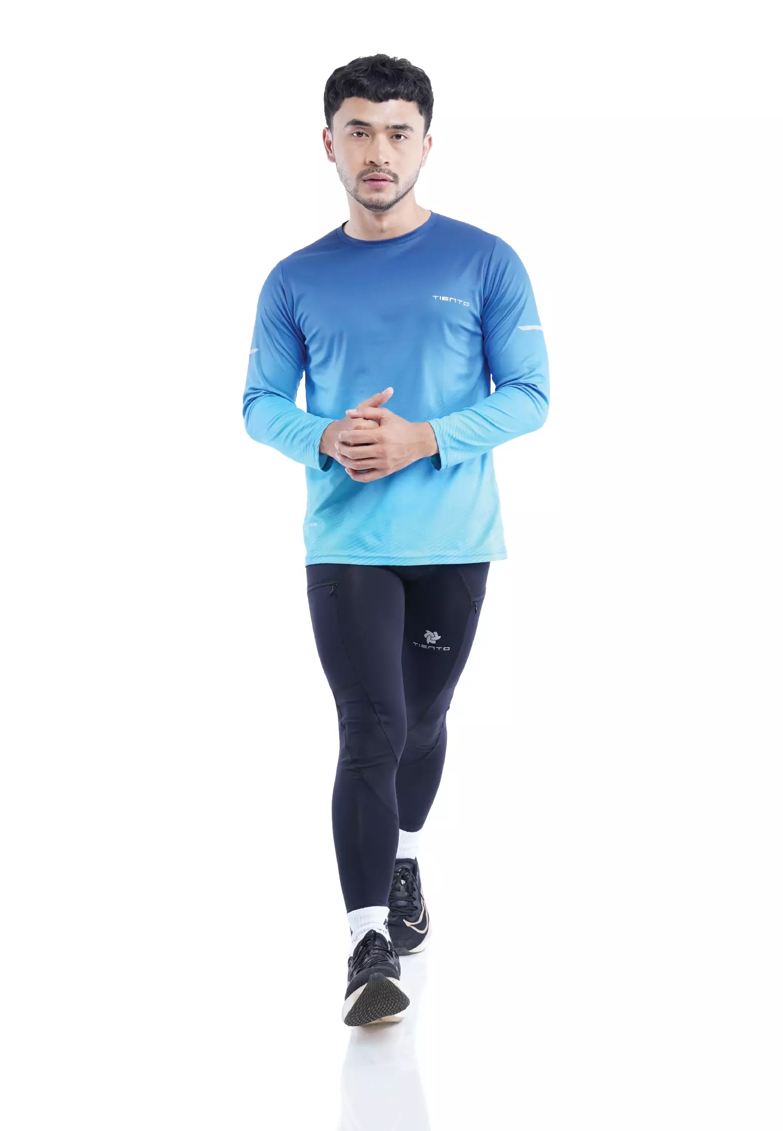 Tiento Jersey Running Anti UV Baju Olahraga Lari Pria Lengan Panjang Kaos Dryfit Long Sleeve Men Xceleration