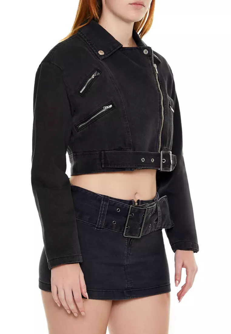Forever 21 denim jacket black sales