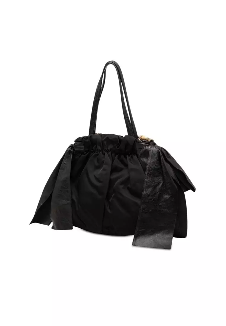 Pre-Loved Prada Tessuto Python Print Bow Satchel