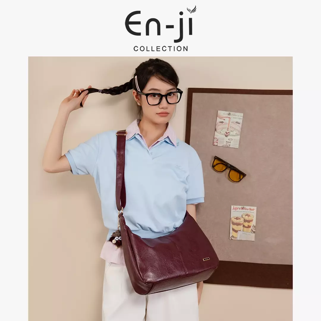 En-ji Meiko Shoulderbag Wanita Warna Nougat