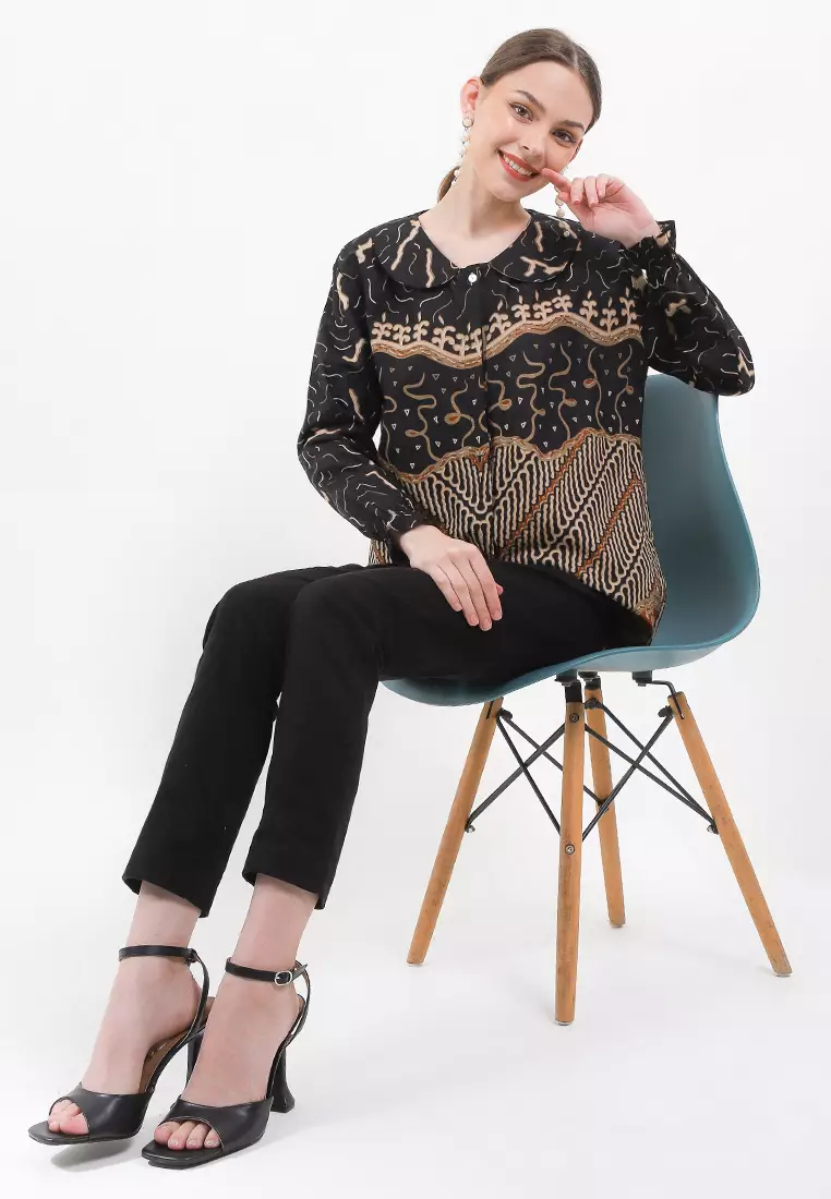 Meylika Blouse Batik Premium Wanita Casual Modern