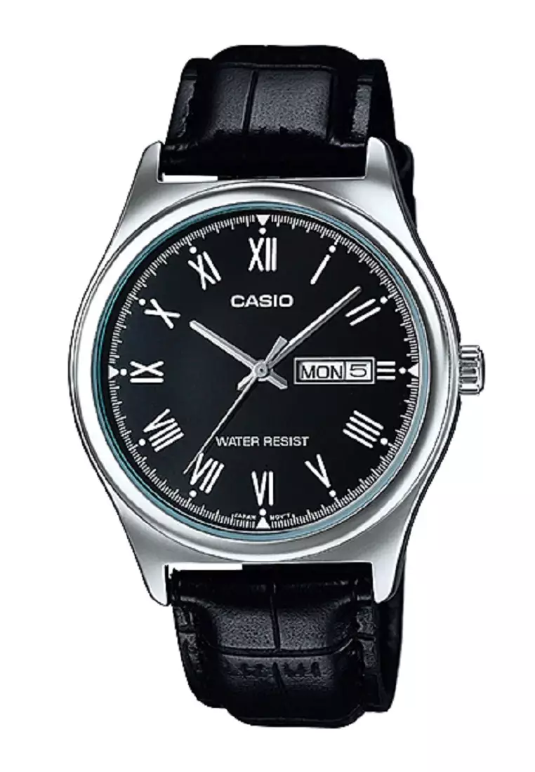 Casio Original Analog Mens Watch Jam Tangan Strap Kulit Hitam MTP-V006L MTP-V006L-1B