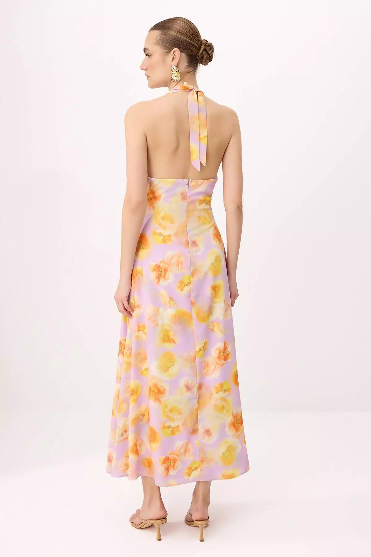 Lilac-Multicolor Floral V-Neck Maxi Woven Dress Twoss26El319