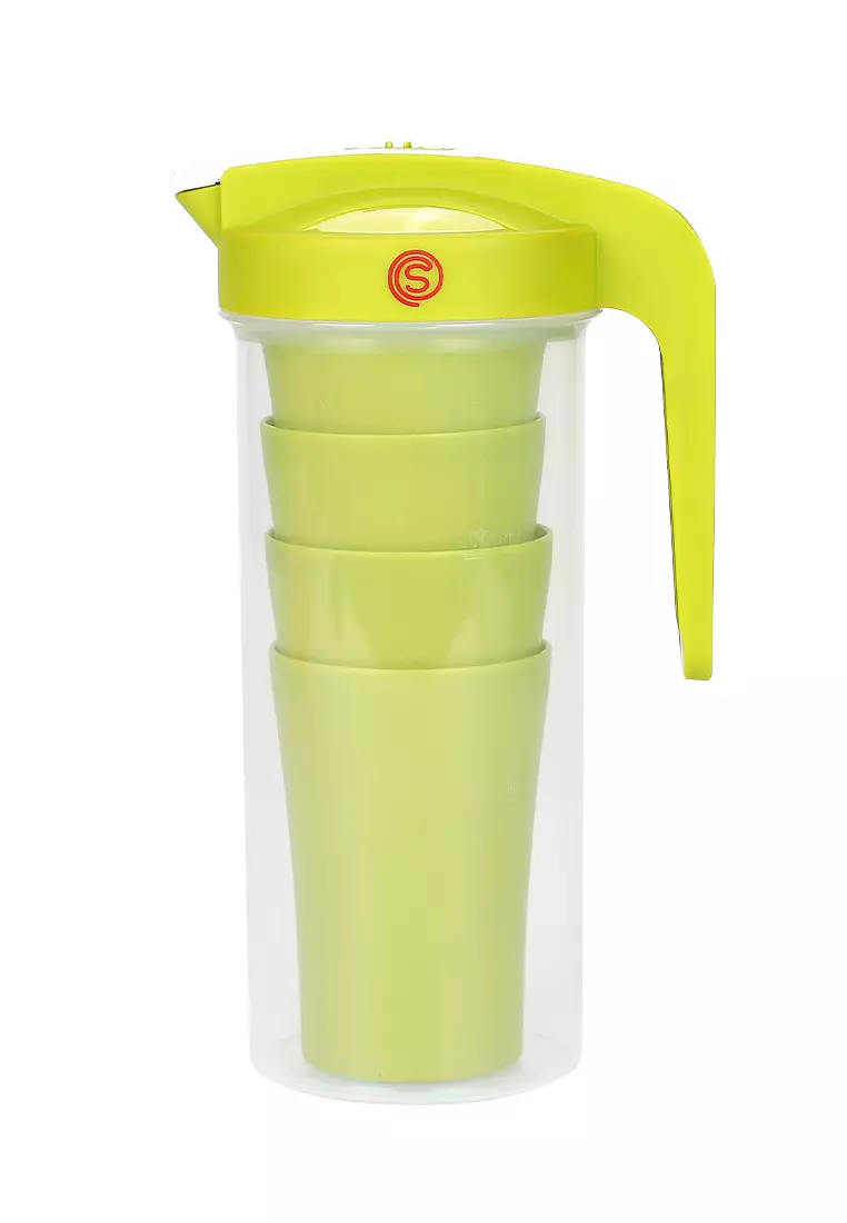 Buy Slique Premium Pitcher With Lock & 4 Plastic Tumblers 1600ml-1.6L ...