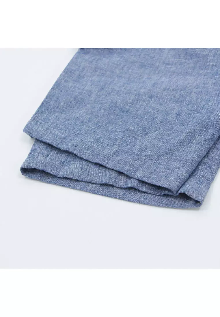 Men's Linen Cotton Elastic Waist Bermuda Shorts 01105227