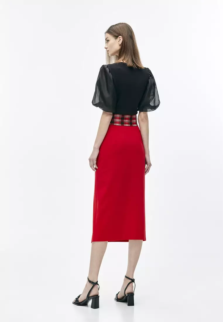 High waisted dark best sale red pencil skirt