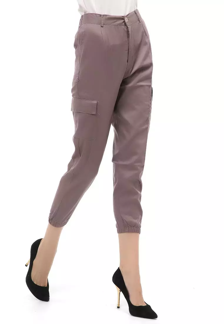 Jourel Jogger Pants Kasual Wanita Material Cotton ORIGINAL - Latte