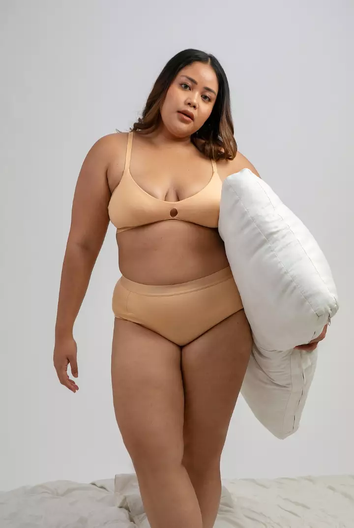 Bra BH Padded Tanpa kawat Wanita Tencel Modal | SARE studio Underwear SALINA in Beige