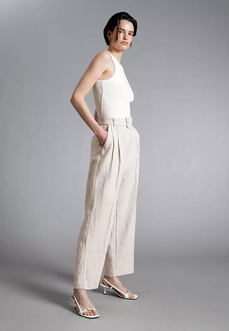 Flared Linen Trousers