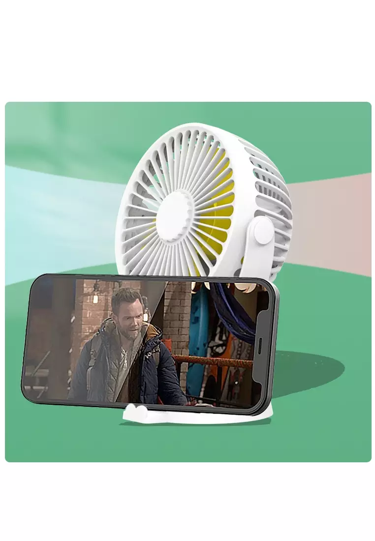 Xo Mf78 4-Inch Rechargeable Fan With Phone Holder White