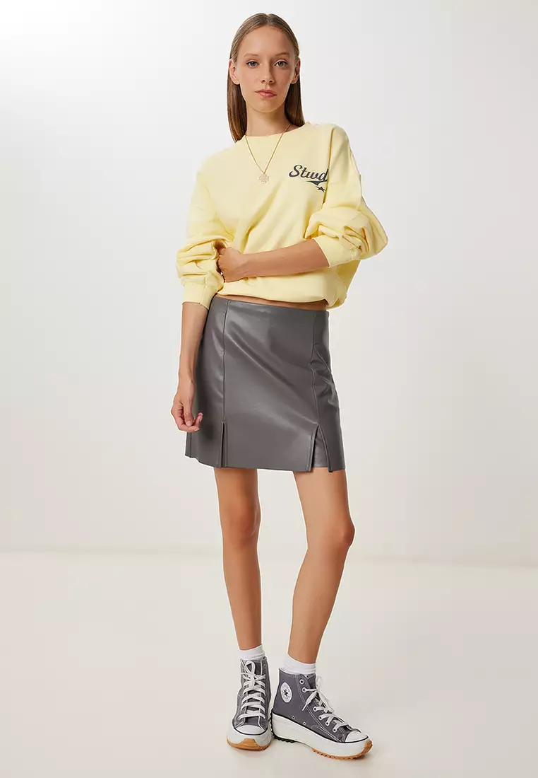Slit Mini Faux Leather Skort