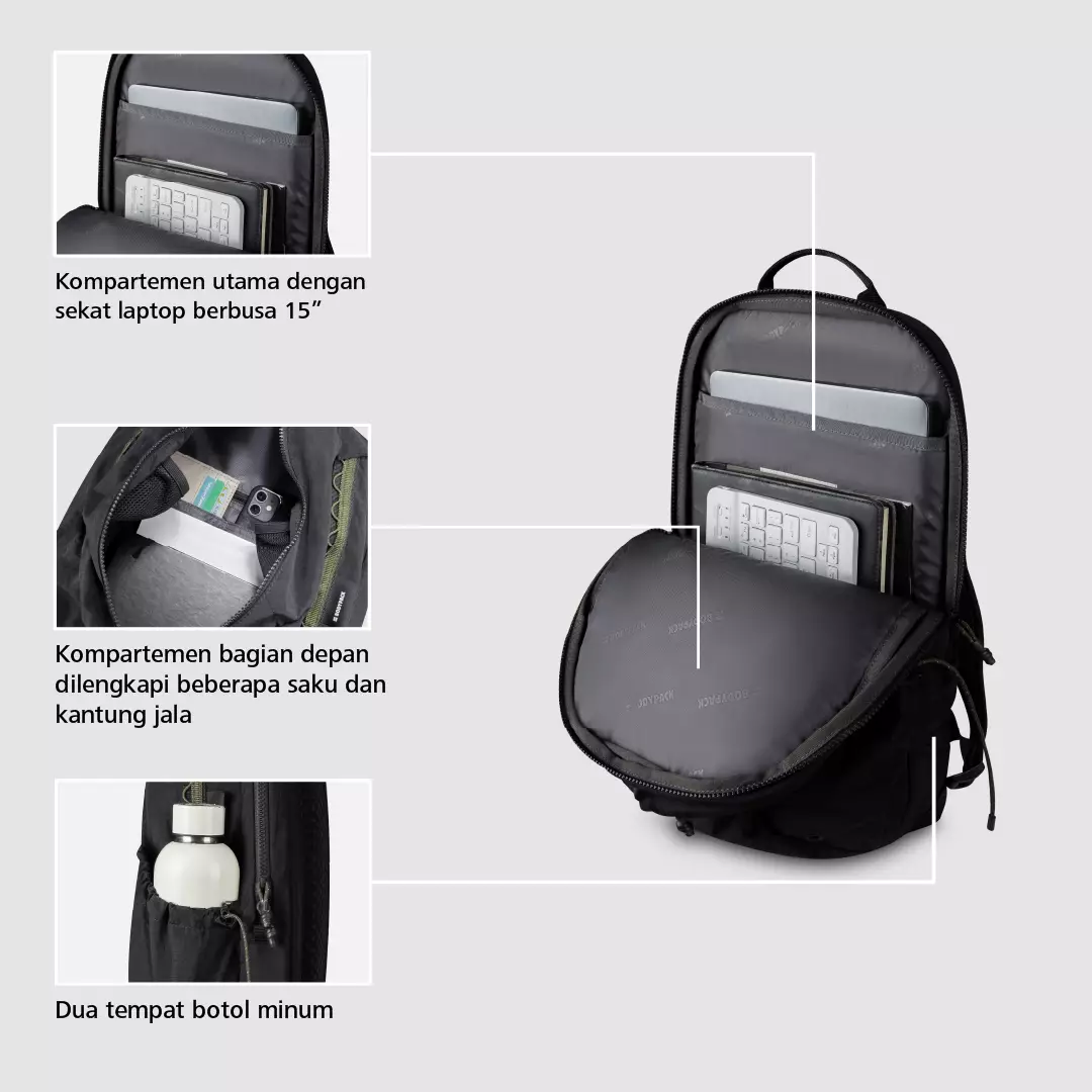 Axiom Vision 1.0 Laptop Backpack 15 Inch Tas Ransel Kerja Kuliah Sekolah Ringan Stylish 15 L - Hitam