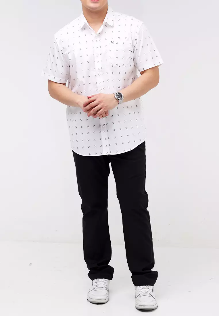Woven Printed Poplin Short Sleeves Polo