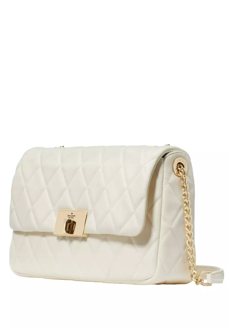 Carey Medium Flap Shoulder Bag - Meringue White