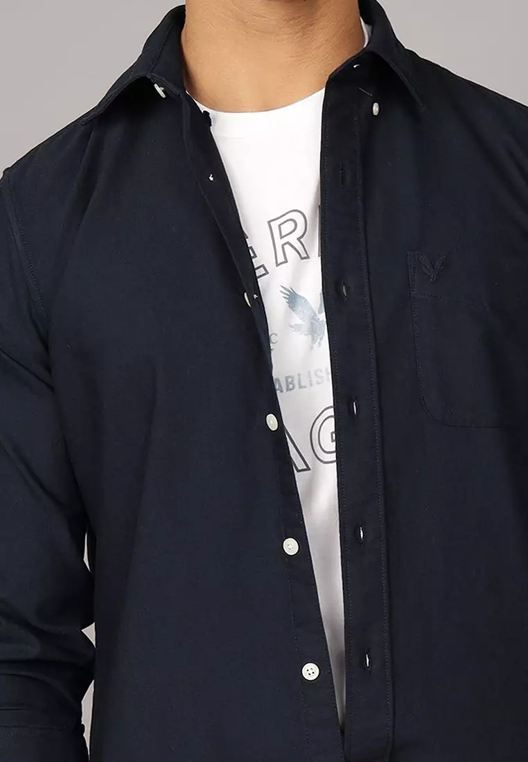 Button Down Solid Oxford W Eagle Shirt