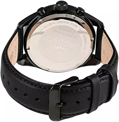 Lacoste Dublin Black Dial Leather Band Chronograph Watch