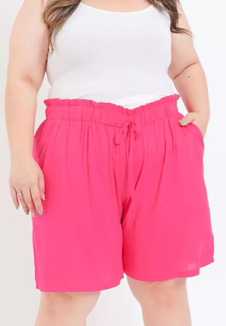 Plus Size Short Pants Lucia Fuschia Pink