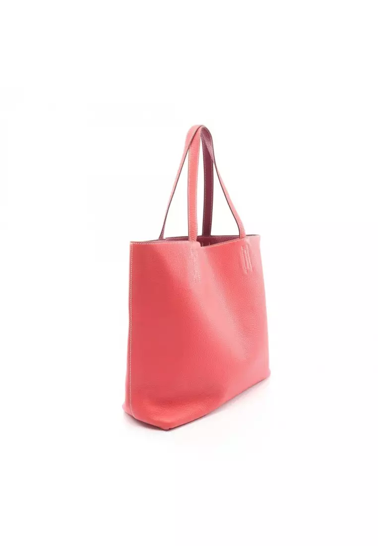 Pre-Loved Hermès double sense 45 bougainvillea Ruby Handbag tote bag Clemence leather pink Bordeaux reversible □JO刻印