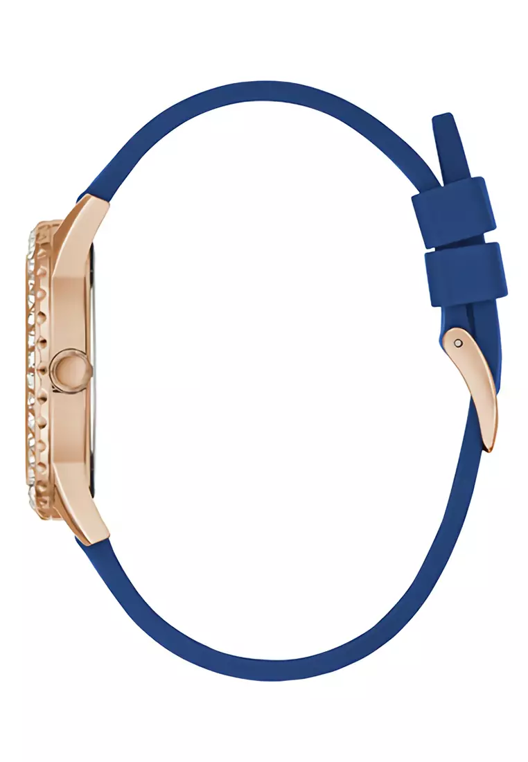Guess GW0285L1 - Jam Tangan Wanita - Rosegold - Blue Rubber Strap