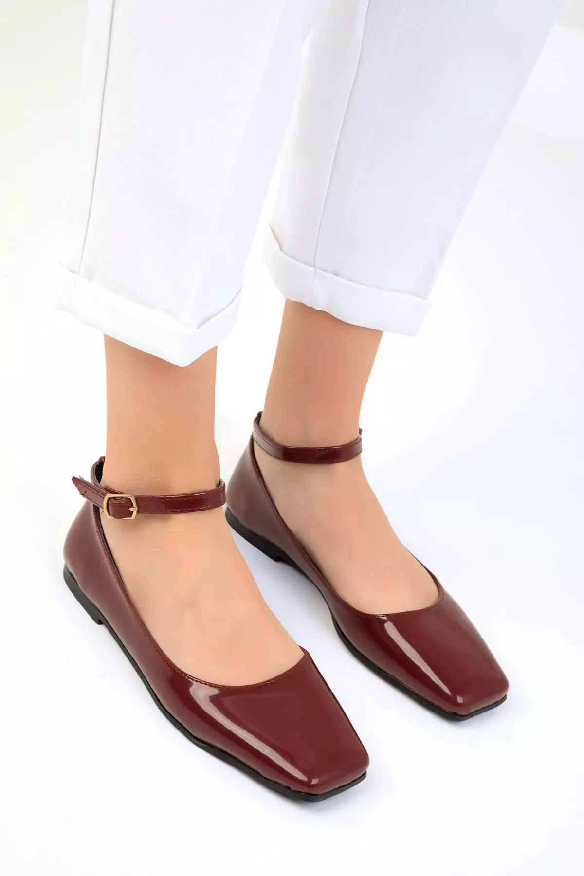 Discount on Soho  shoes - SKU: Faux Patent Leather Ankle Strap Flats